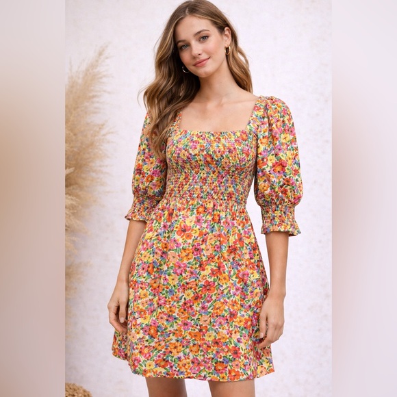 RIXO Dresses & Skirts - RIXO for Target Floral Puff Sleeve Smocked Dress XS Cottagecore